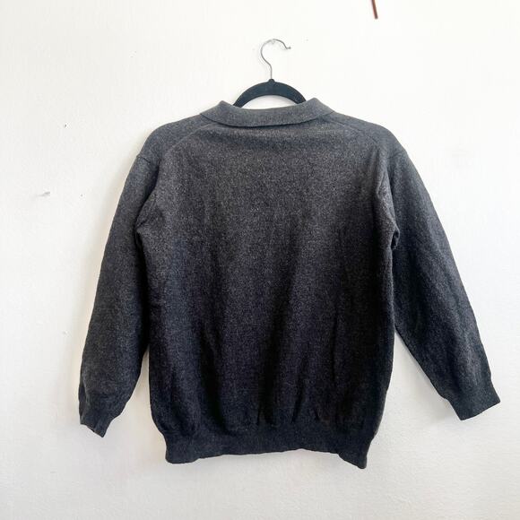 Gray Wool Sweater Collared Made in Italy Minimalist Classic Luxury Small - Picture 3 of 9